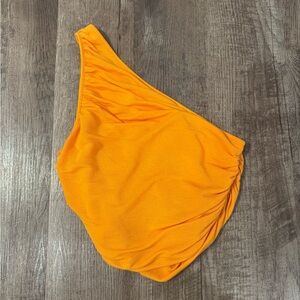 One-Shoulder Orange Crop Top